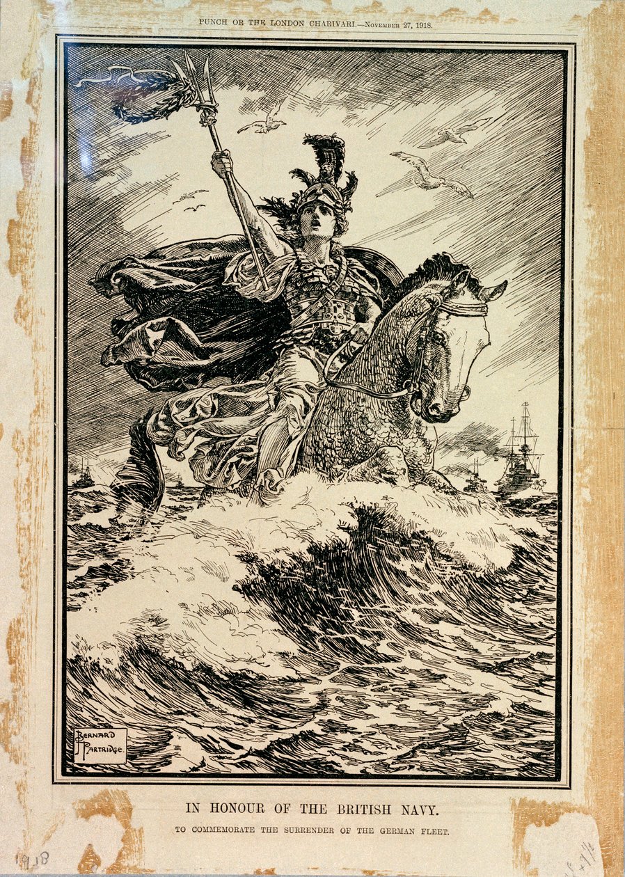 A brit haditengerészet tiszteletére. A német flotta megadásának emlékére. A Punch címlapja, 1918. november 27. alkotó: Bernard Partridge
