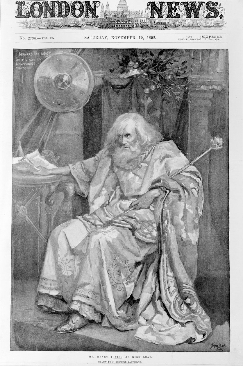 Henry Irving mint Lear király, 1892 alkotó: Bernard Partridge
