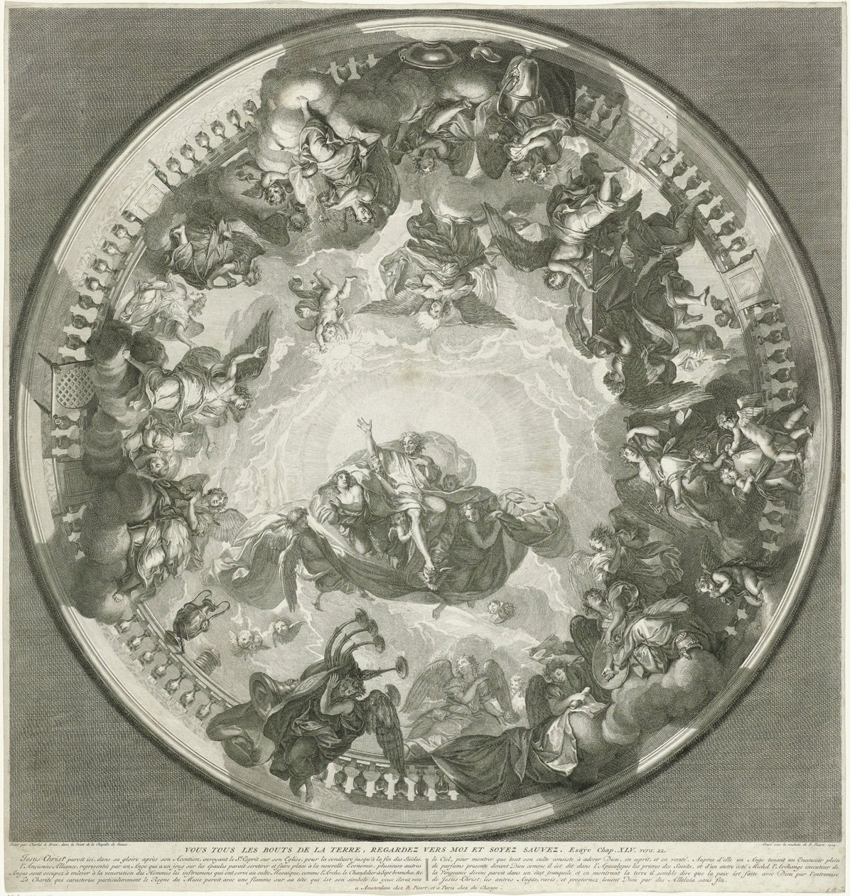 Mennyezeti festmény, amely Krisztust ábrázolja, aki a Szentlelket küldi a Földre alkotó: Bernard Picart (workshop of)