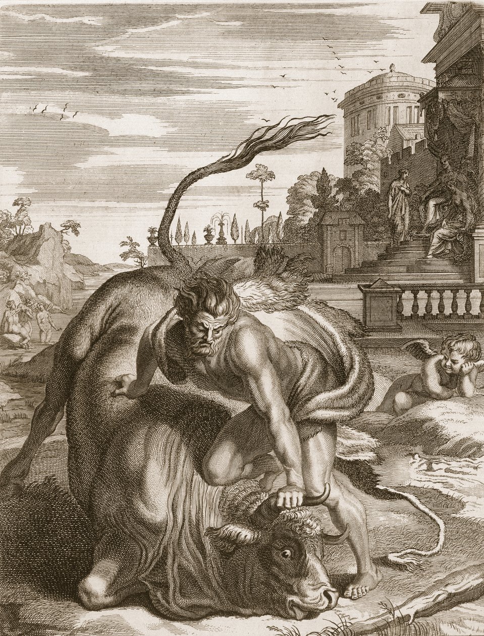 A Bika formájú Acheloust Herkules győzte le, 1731 alkotó: Bernard Picart