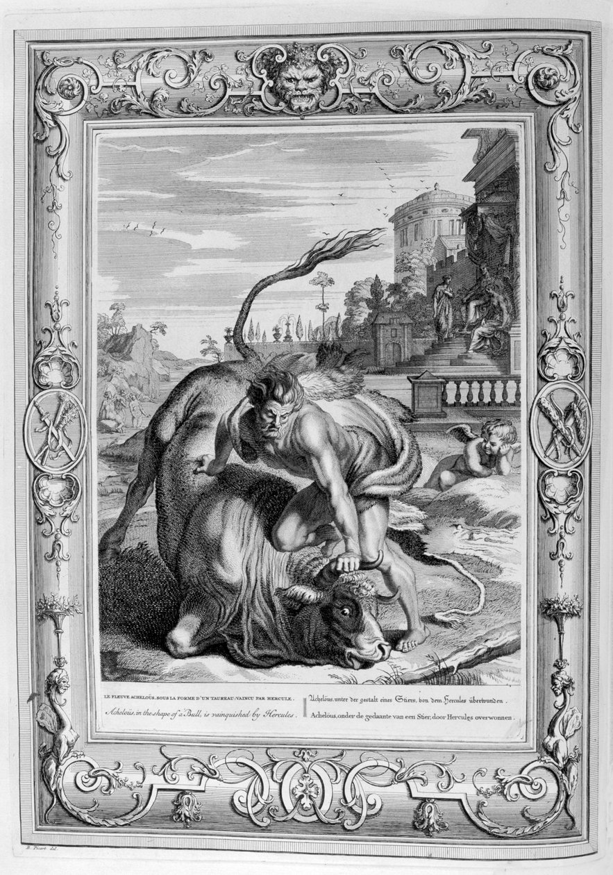 A bika alakú Acheloust Herkules győzte le, 1733 alkotó: Bernard Picart