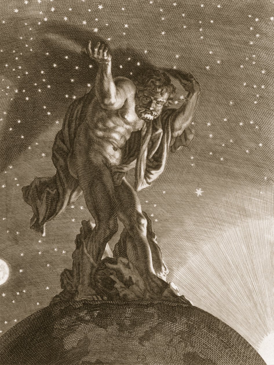 Az Atlasz az eget a vállán támogatja, 1731 alkotó: Bernard Picart