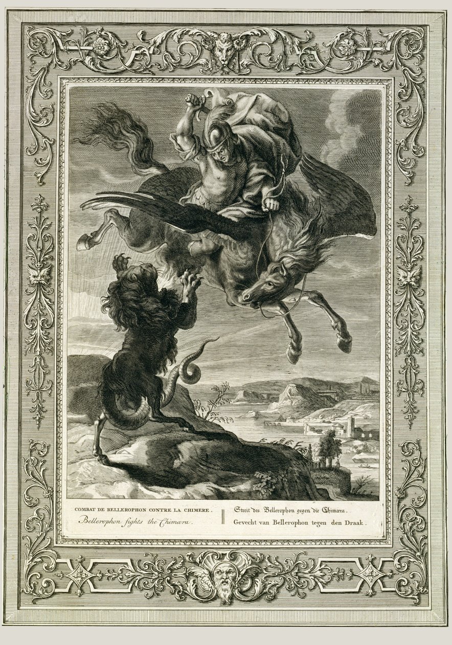 Bellerophon harcol a kimérával alkotó: Bernard Picart