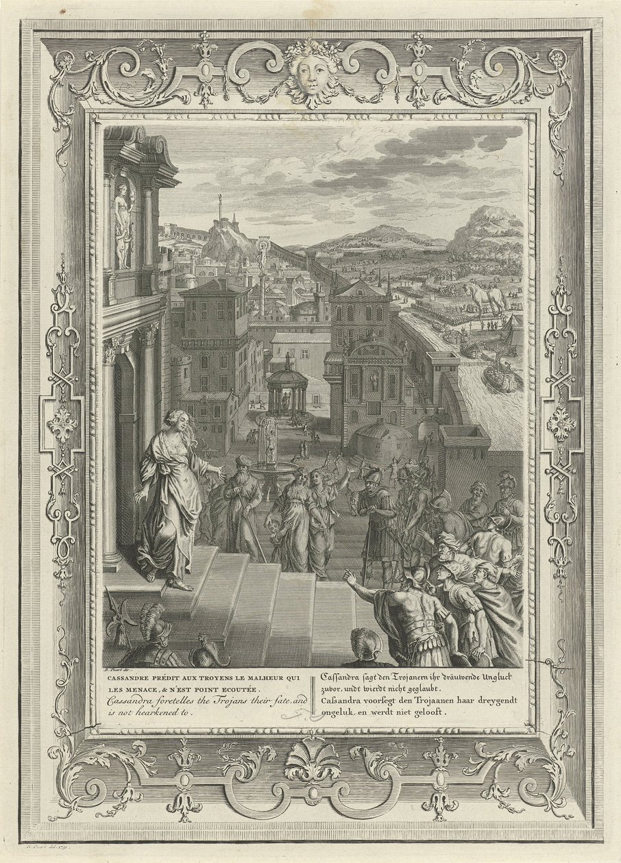 Cassandra megjósolja Trója bukását, 1731-et alkotó: Bernard Picart