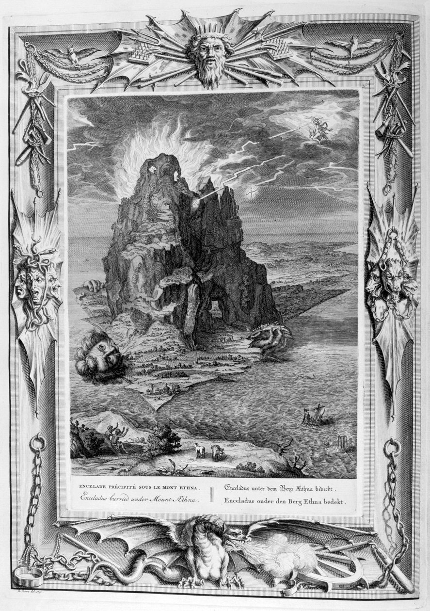 Enceladust az Etna alatt temették el, 1733 alkotó: Bernard Picart