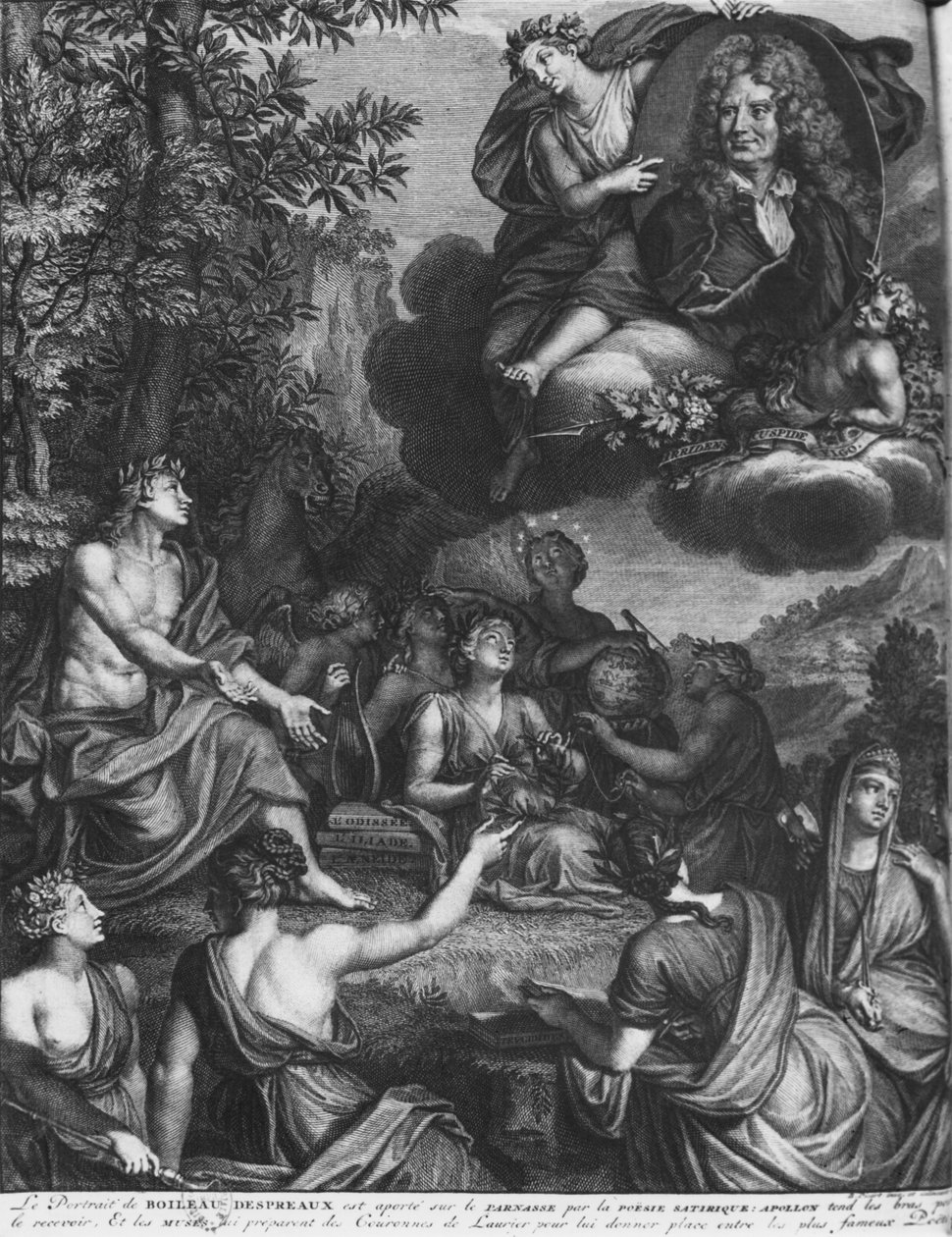 Nicolas Boileau, Boileau-Despreaux néven ismert „életművek” előképe, Boileau diadala, 1718-ban, Amszterdam alkotó: Bernard Picart