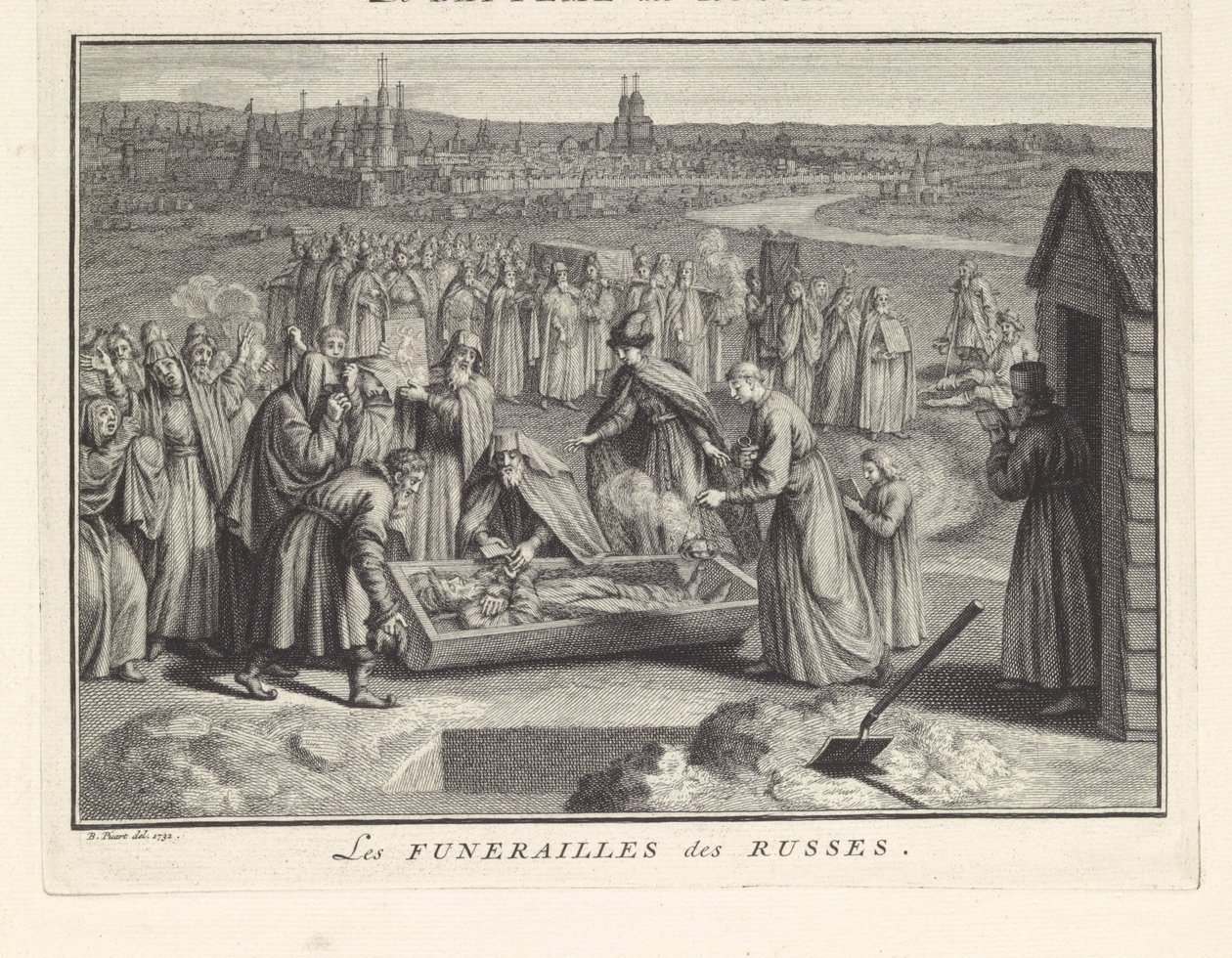 Temetés Oroszországban, 1732 alkotó: Bernard Picart