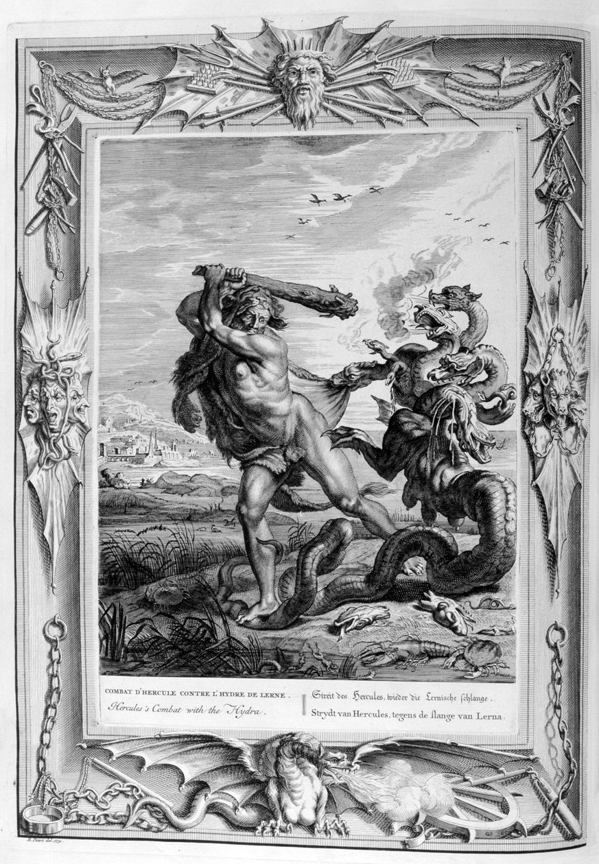 Herkules harcol a lerni hidrával, 1733 alkotó: Bernard Picart