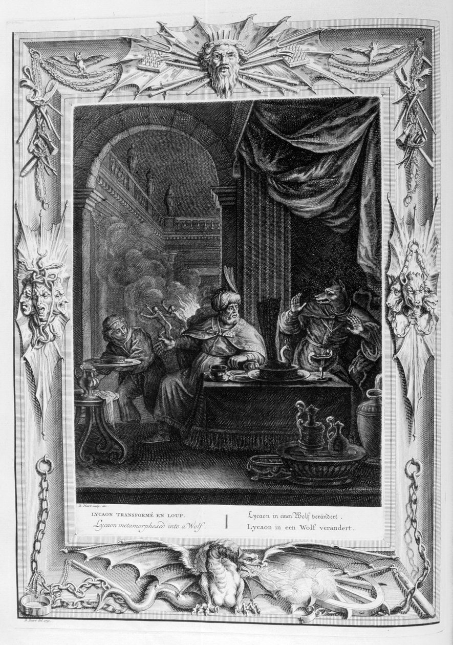 Farkassá átalakult Lycaon, 1733 alkotó: Bernard Picart
