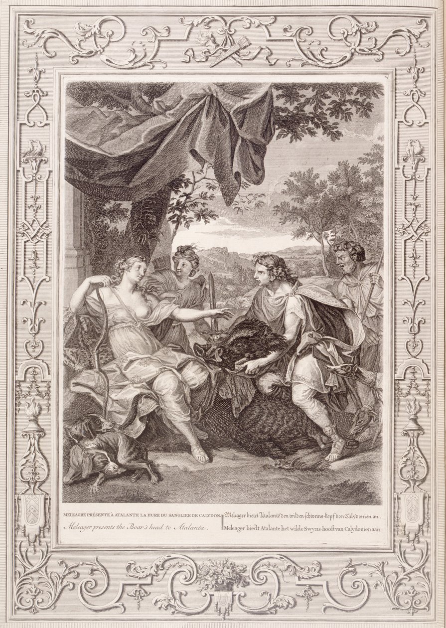 Meleager átadja a vadkanfejet Atalantának, 1731 alkotó: Bernard Picart