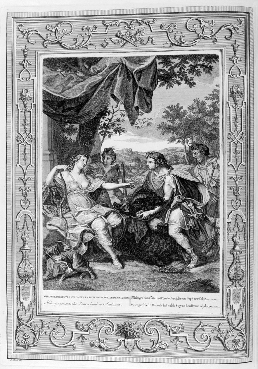 Meleager bemutatja a vaddisznók fejét Atalantának, 1733-ban alkotó: Bernard Picart