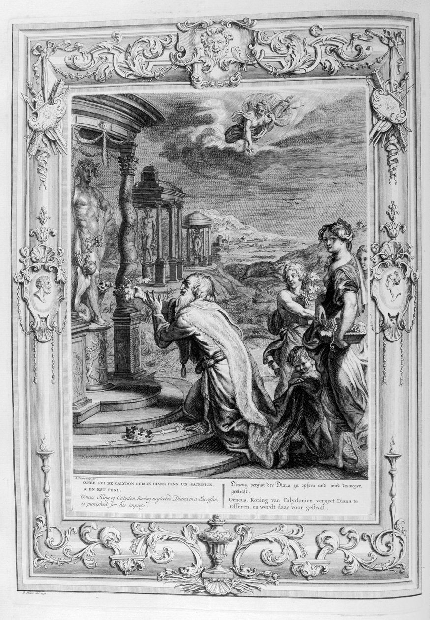 Oeneust, Calydon királyát... megbüntetik istentelensége miatt, 1733 alkotó: Bernard Picart