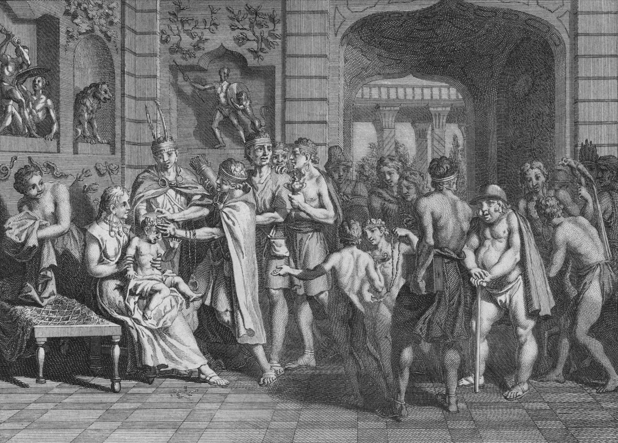 A haj le van vágva, és a Sons of LYncas nevet kaptak, 1723. alkotó: Bernard Picart