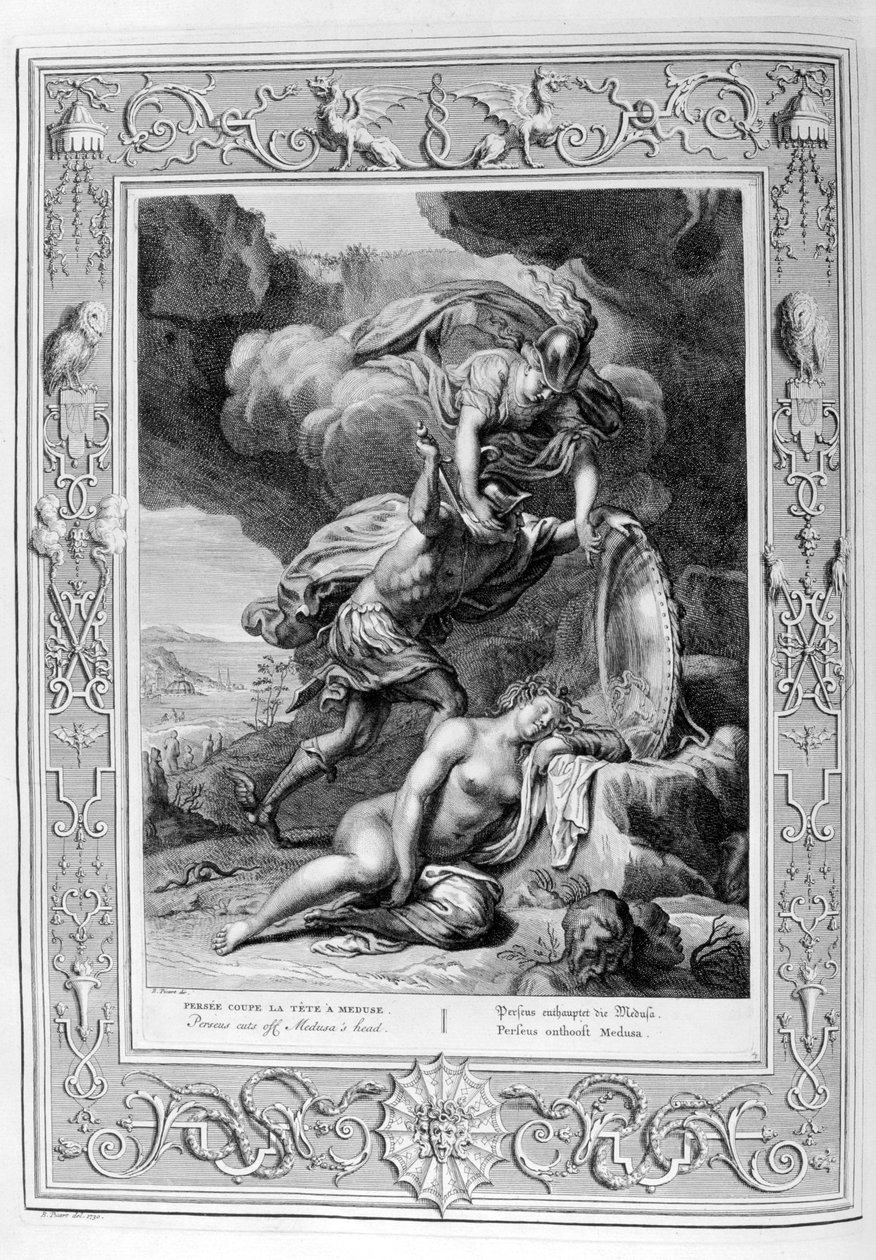 Perszeusz levágja Medúza fejét, 1733 alkotó: Bernard Picart