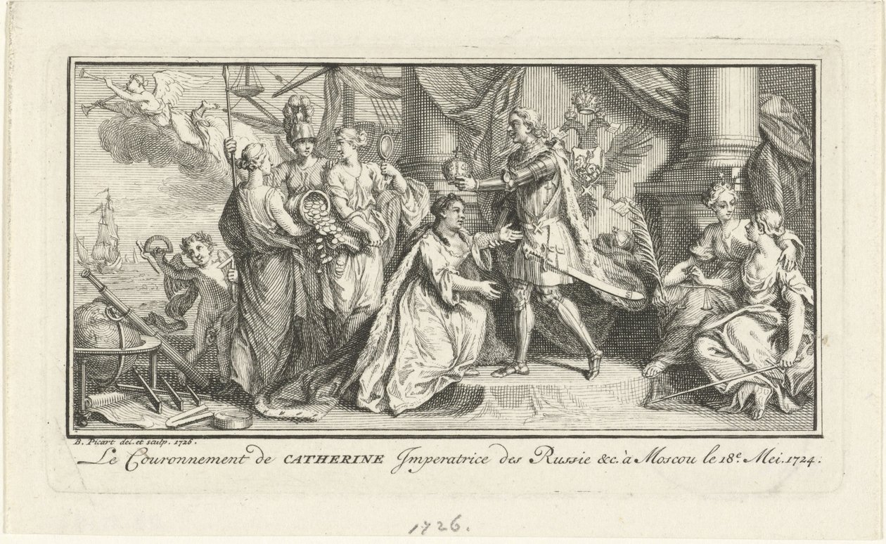 Nagy Péter feleségét I. Katalin császárnővé koronázza, 1726 alkotó: Bernard Picart