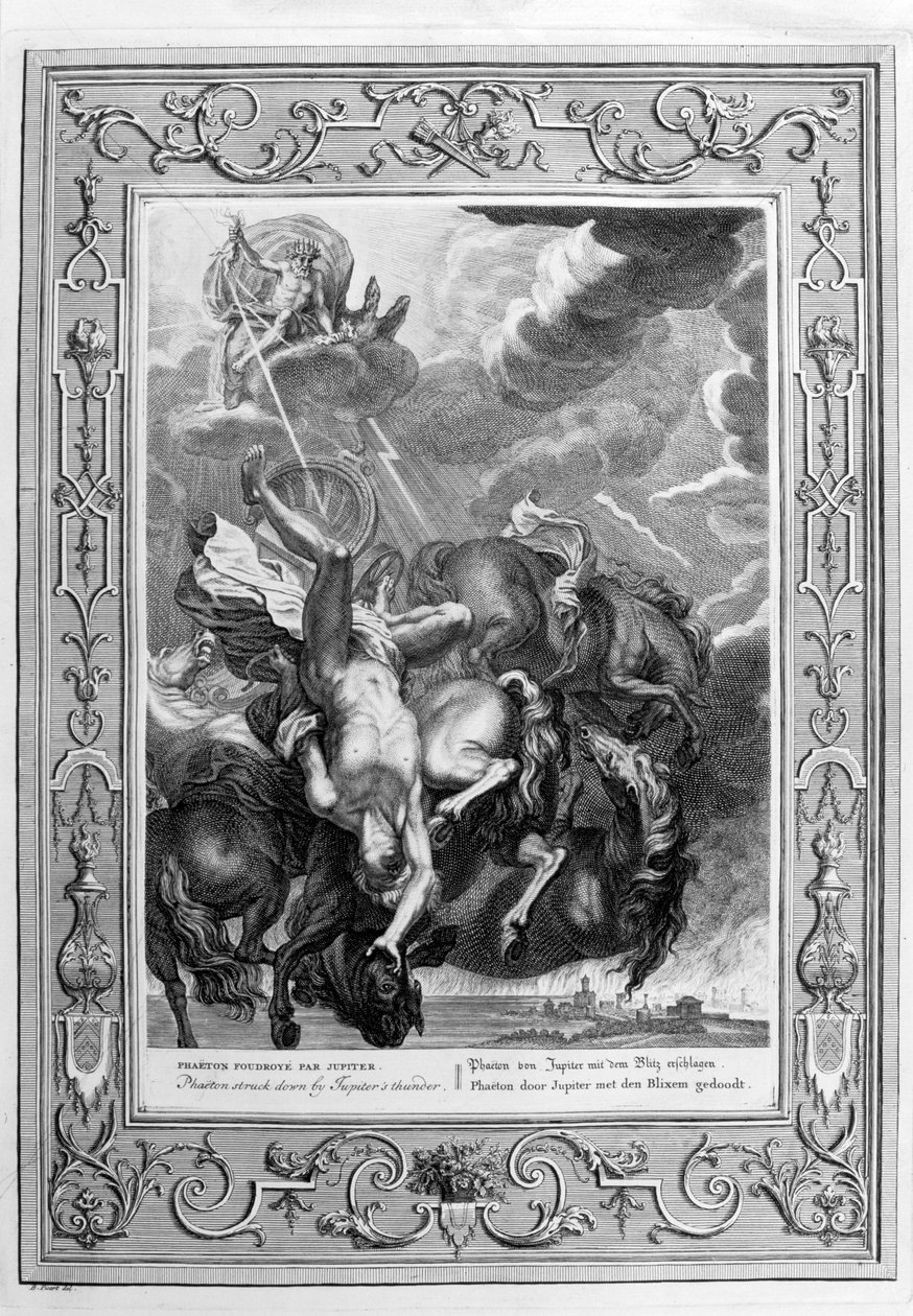 Phaetont a Jupiters villámcsapása sújtotta, 1733 alkotó: Bernard Picart