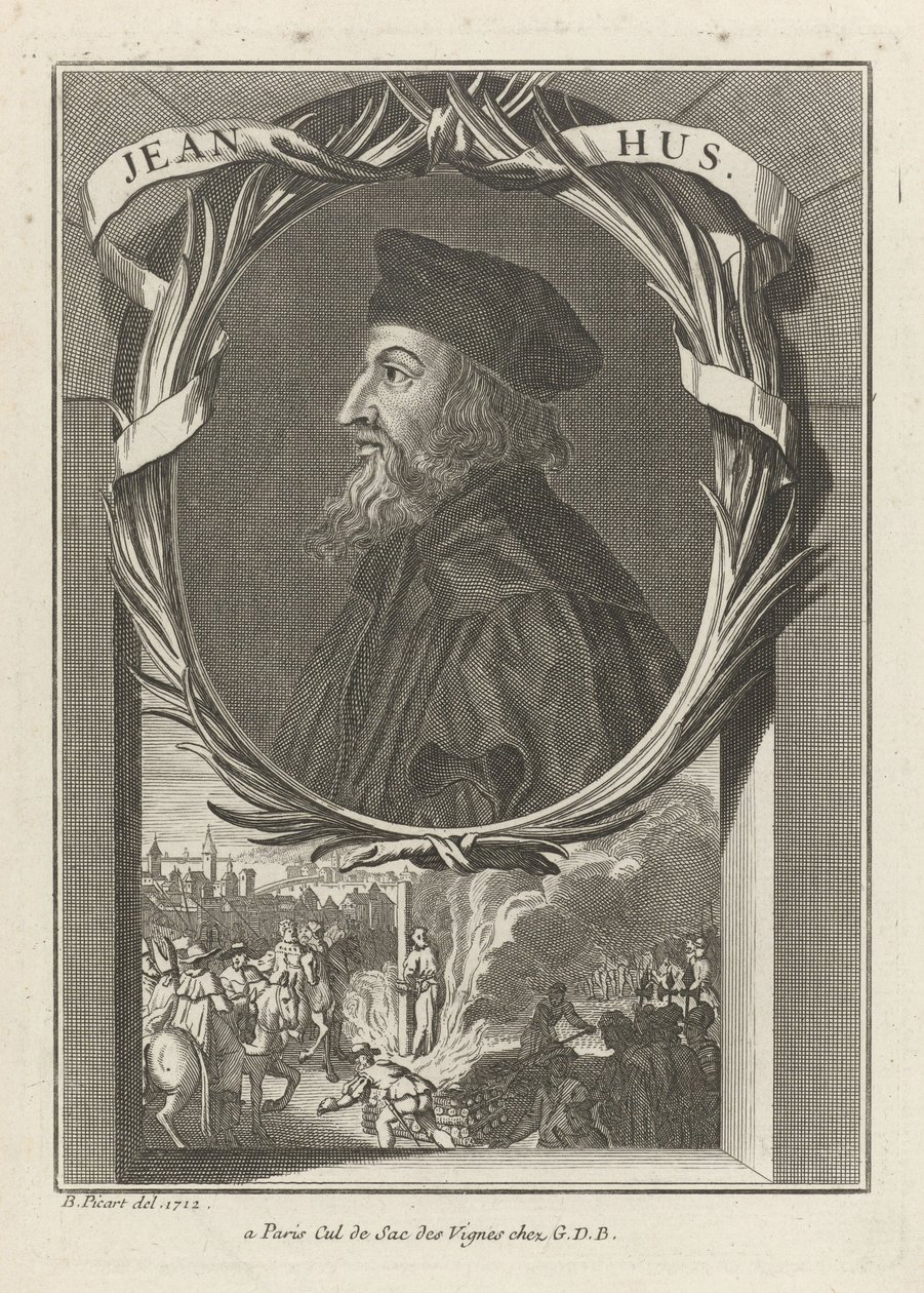 Husz János portréja, 1720 körül alkotó: Bernard Picart