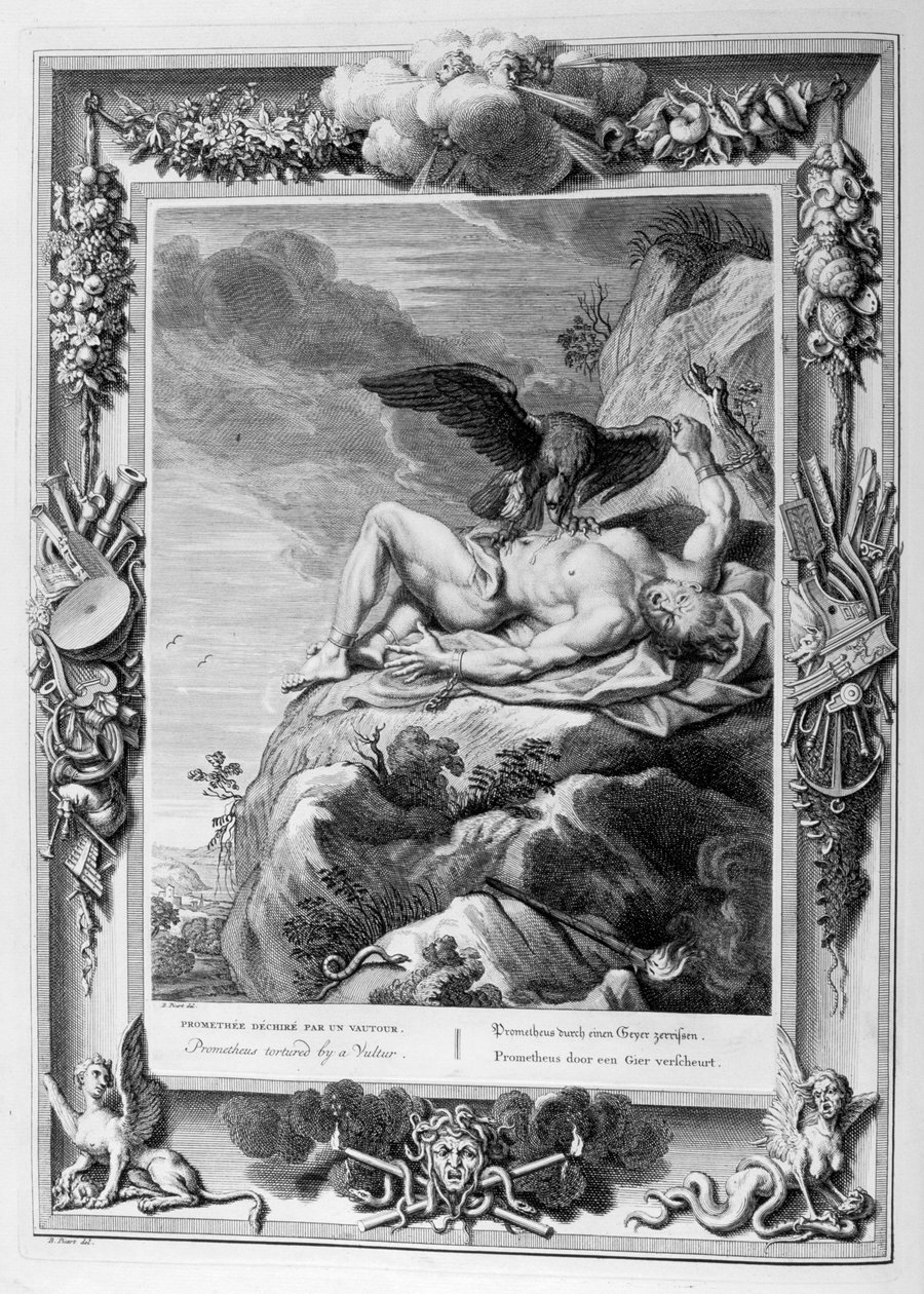 Prométheuszt keselyű kínozta meg, 1733 alkotó: Bernard Picart