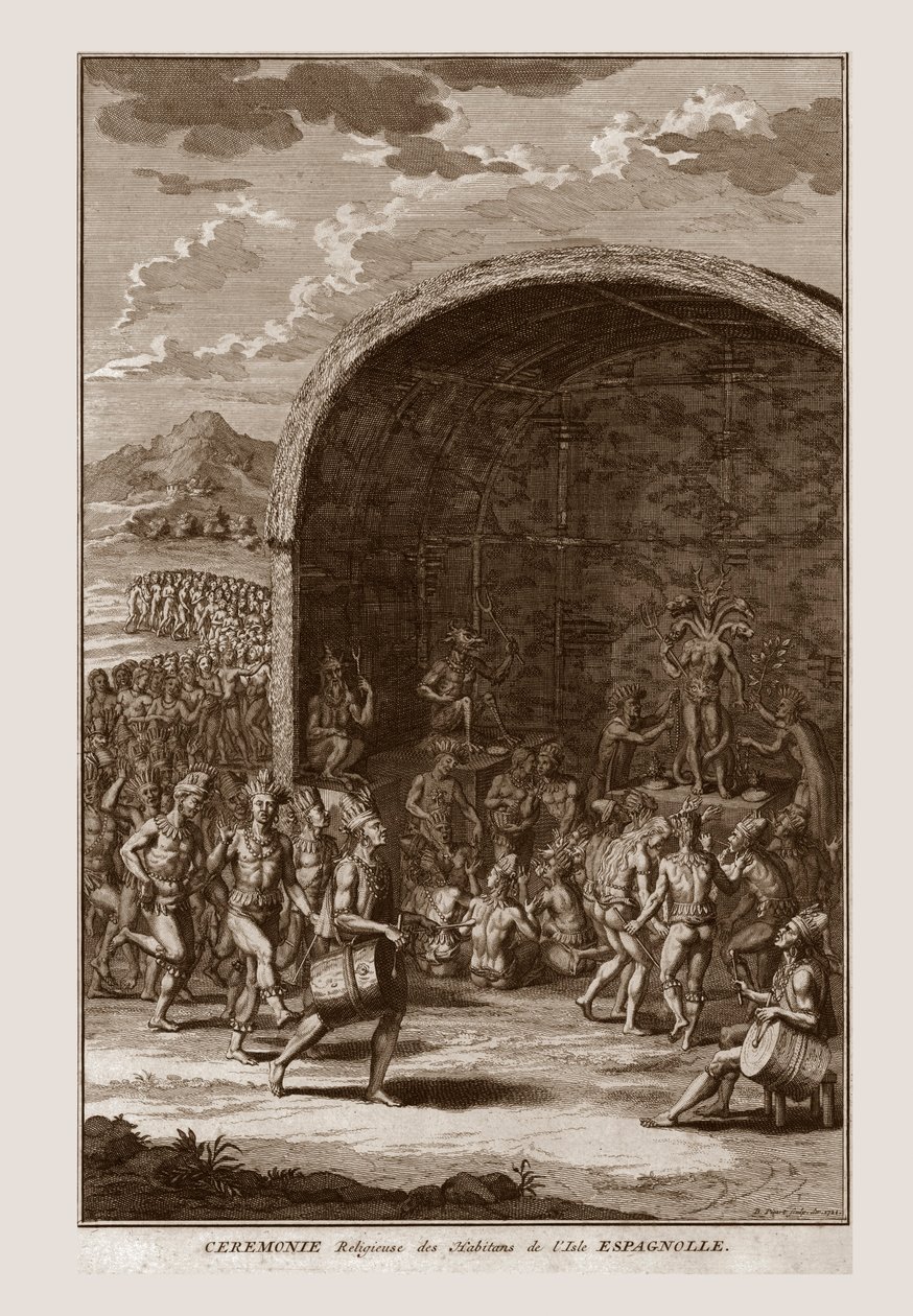 Hispaniola sziget lakóinak vallási szertartása, 1721. alkotó: Bernard Picart