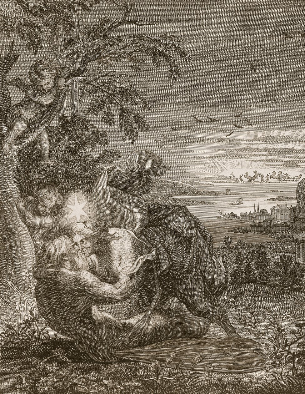 Tithonus, Aurora férje, szöcskévé változott, 1731 alkotó: Bernard Picart