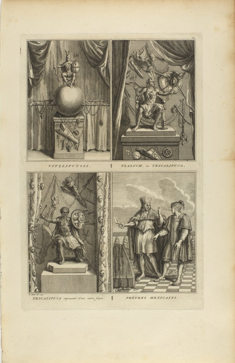 Vitzliputsli/Tlalock vagy Tescalipuca/Tescalinpuca/Mexikói papok alkotó: Bernard Picart