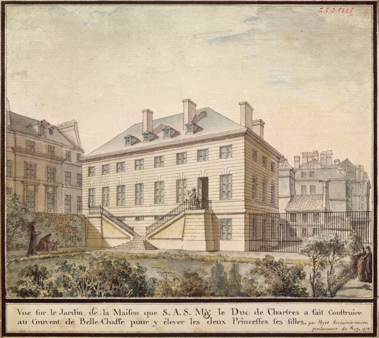 A pavilon Bellechasse-ban, 1778 (wc papíron) alkotó: Bernard Poyet