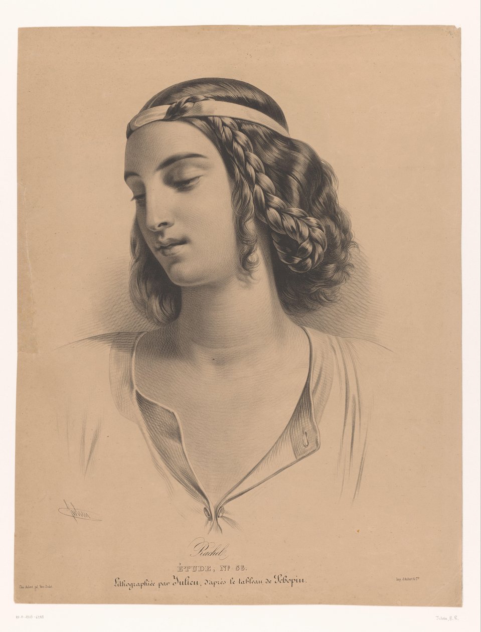 Mademoiselle Rachel színésznő portréja (Élisabeth Rachel Félix) Rachel (cím az objektumon) Tanulmány (sorozat címe az objektumon) alkotó: Bernard Romain Julien