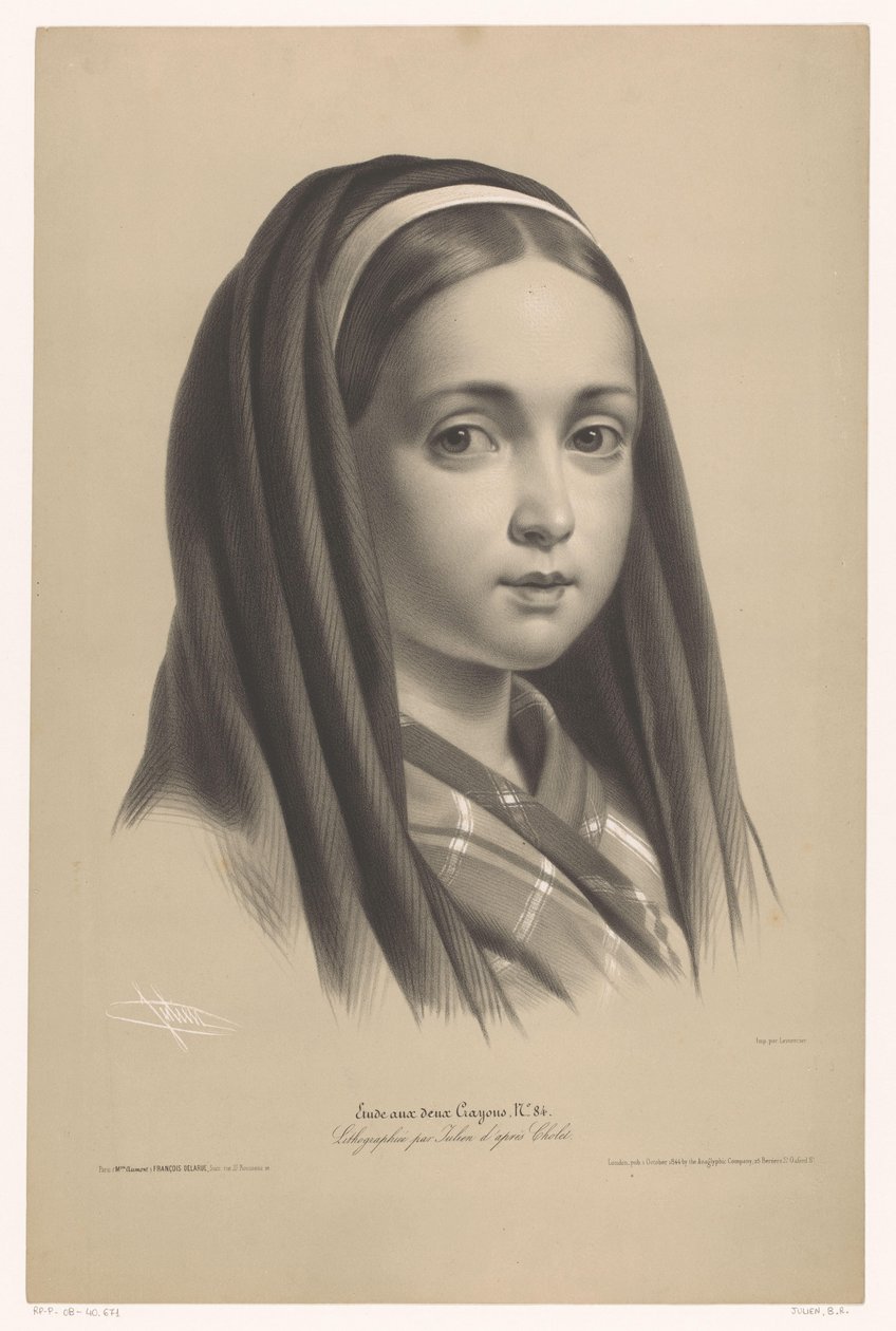 Lány portréja Tanulmányok kétféle krétával (sorozat címe) Etude aux deux Crayons (sorozat címe az objektumon) alkotó: Bernard Romain Julien