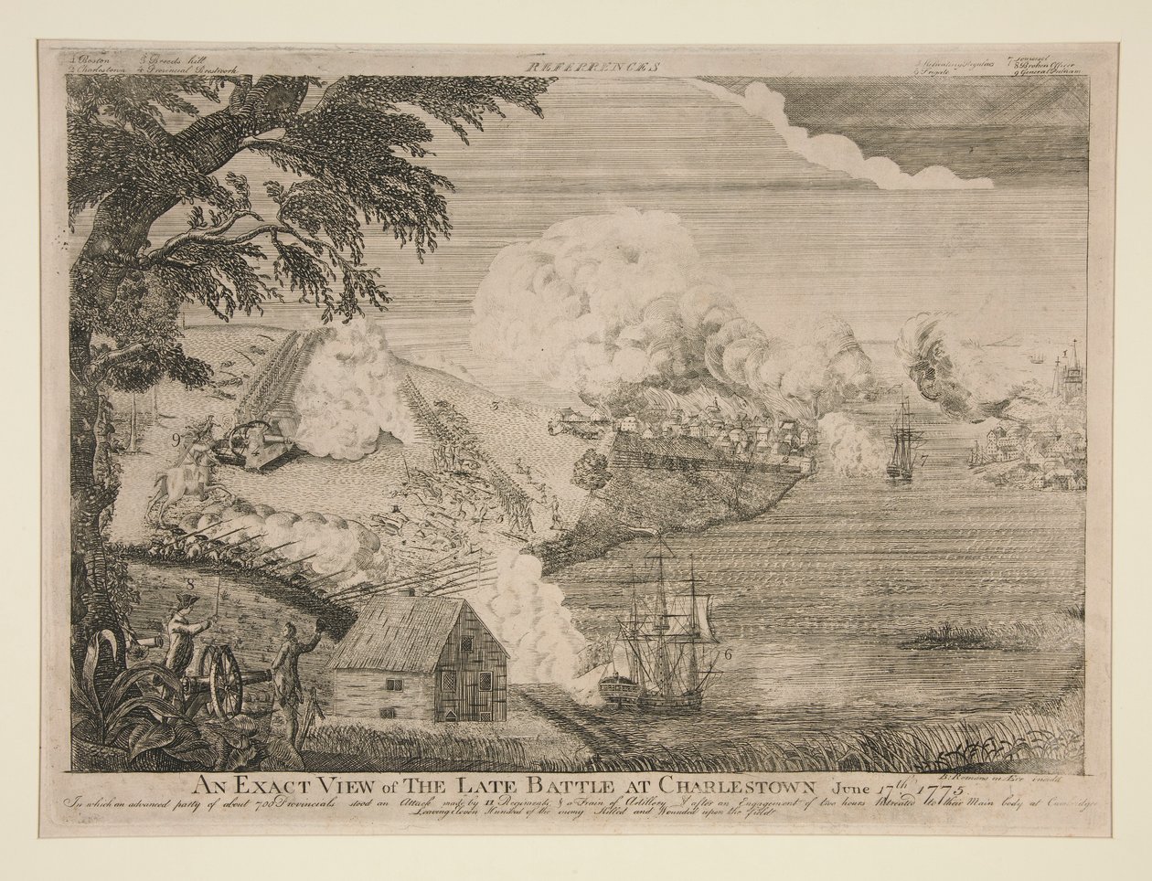 Pontos kép a késői csatáról Charlestownban (Bunker Hill) alkotó: Bernard Romans