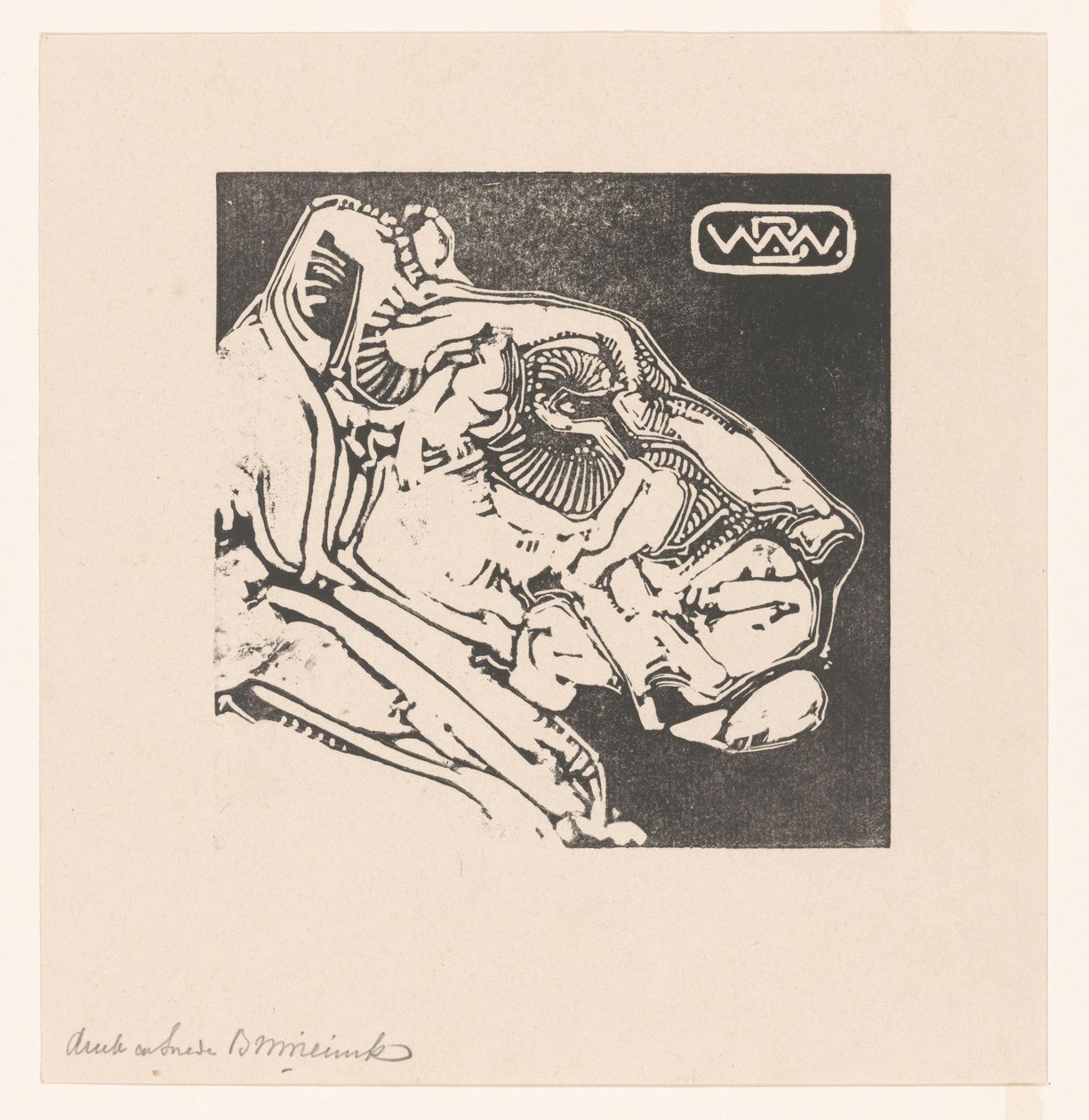 Egy oroszlán feje Oroszlán (eredeti cím) alkotó: Bernard Willem Wierink (signed by artist)