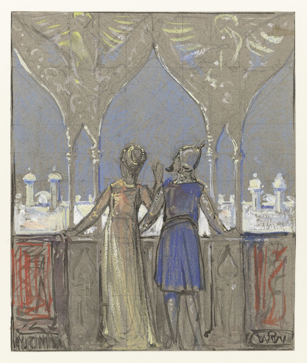Pár néz a keleti városra alkotó: Bernard Willem Wierink (signed by artist)