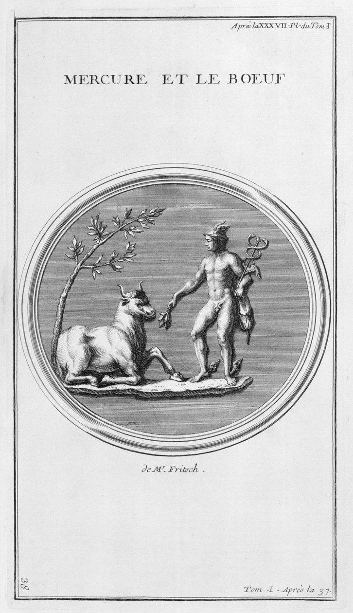 Merkúr és az ökör, 1757 alkotó: Bernard de Montfaucon