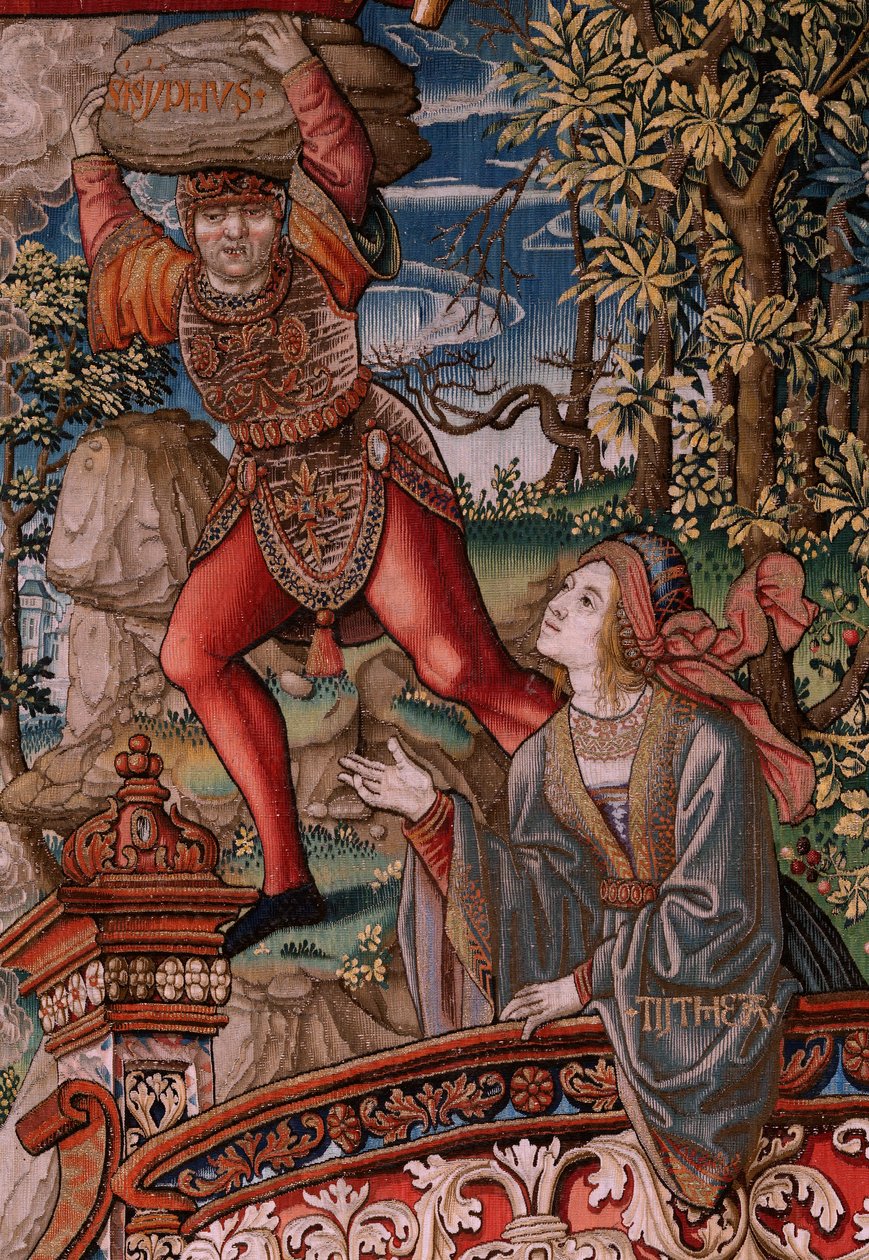 Flamand kárpit. A kitüntetések sorozat. Igazságszolgáltatás (La Justicia, Los Honores). Kilencedik kárpit a sorozatban. Modell karikaturisták Bernard van Orley és Jan Gossaert (Mabuse) köréből. Gyártás Pieter van Aelst, Brüsszel. 1550 körül. Szövet Arany,  alkotó: Bernard van Orley