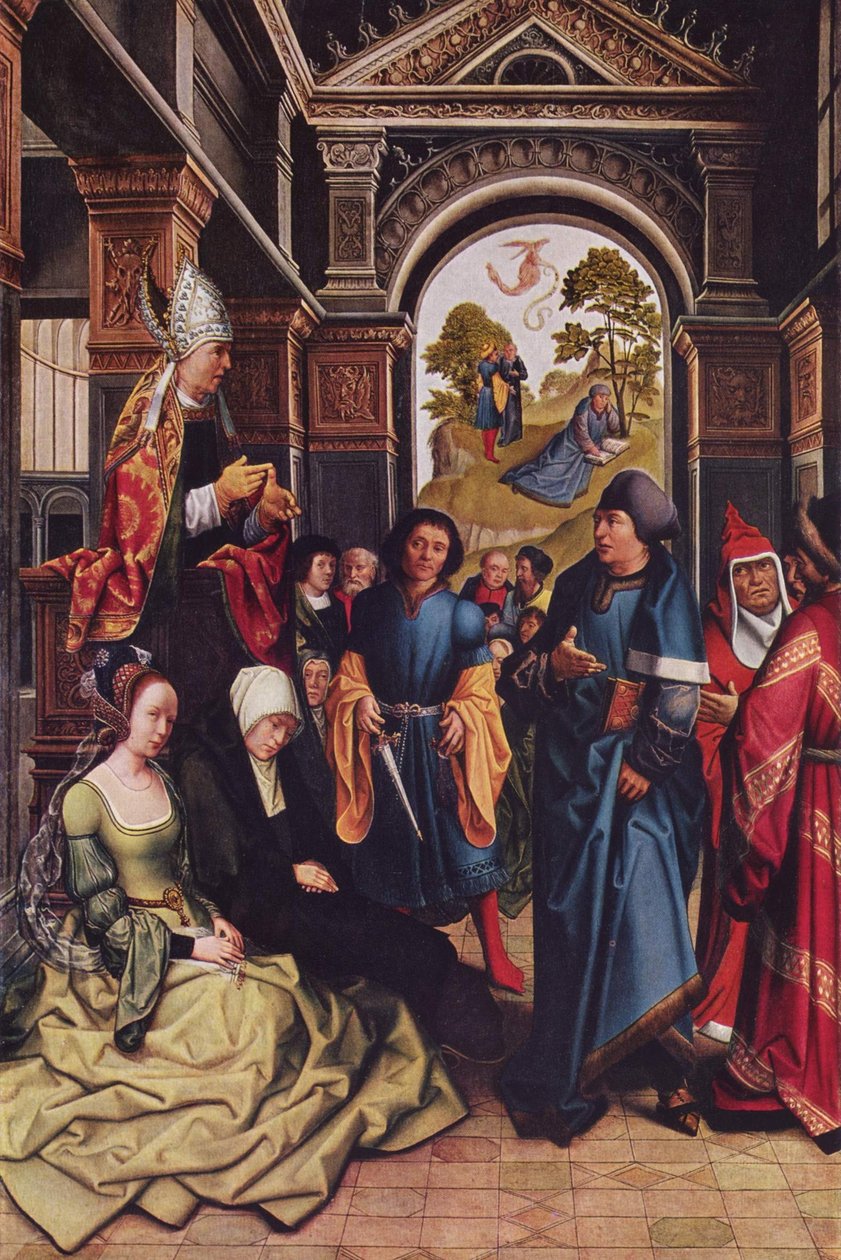 Szent Ambrus külső prédikációja: Két álló szent püspök alkotó: Bernard van Orley