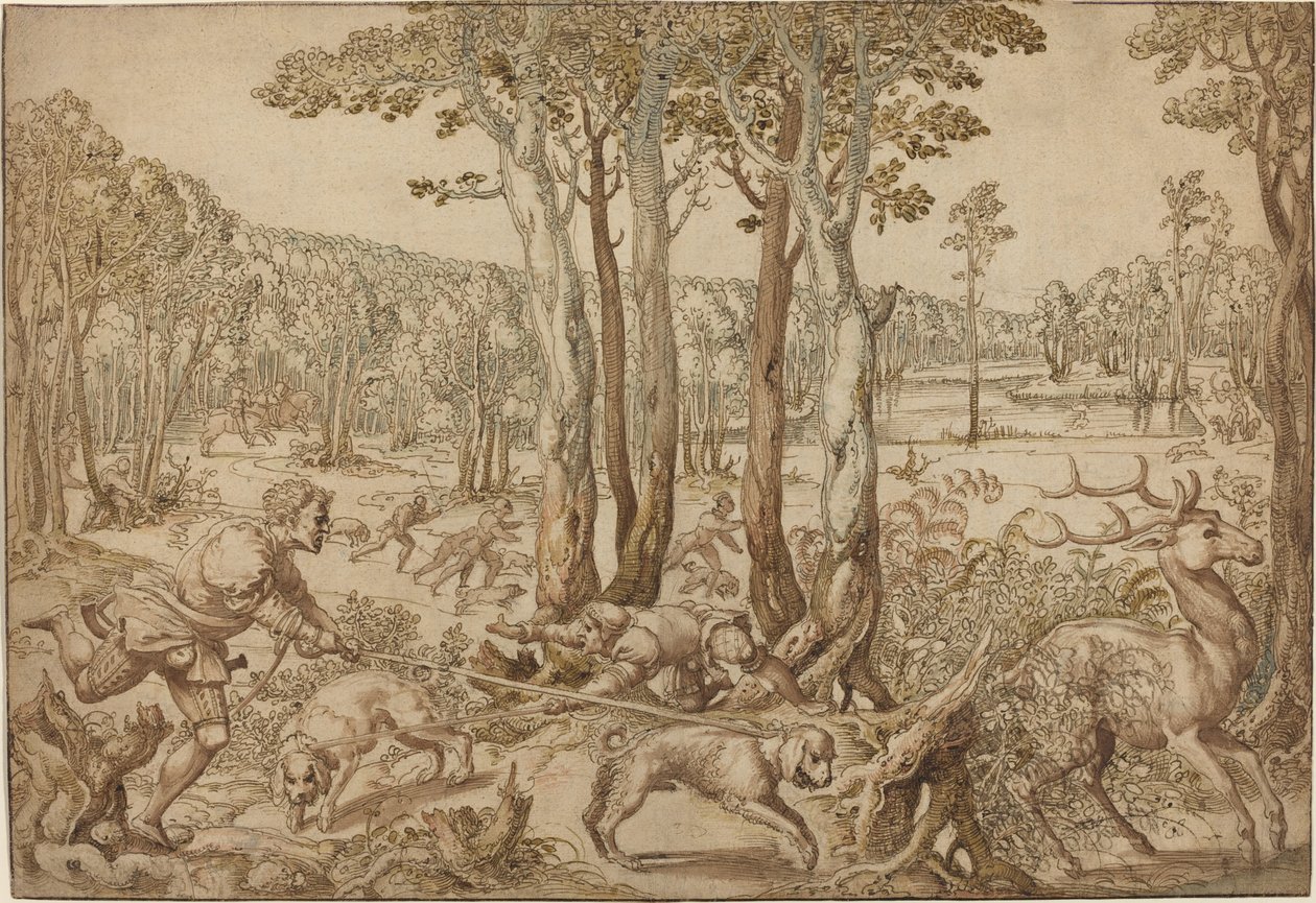Maximilian vadászatai: A szarvasvadászat (augusztus) alkotó: Bernard van Orley