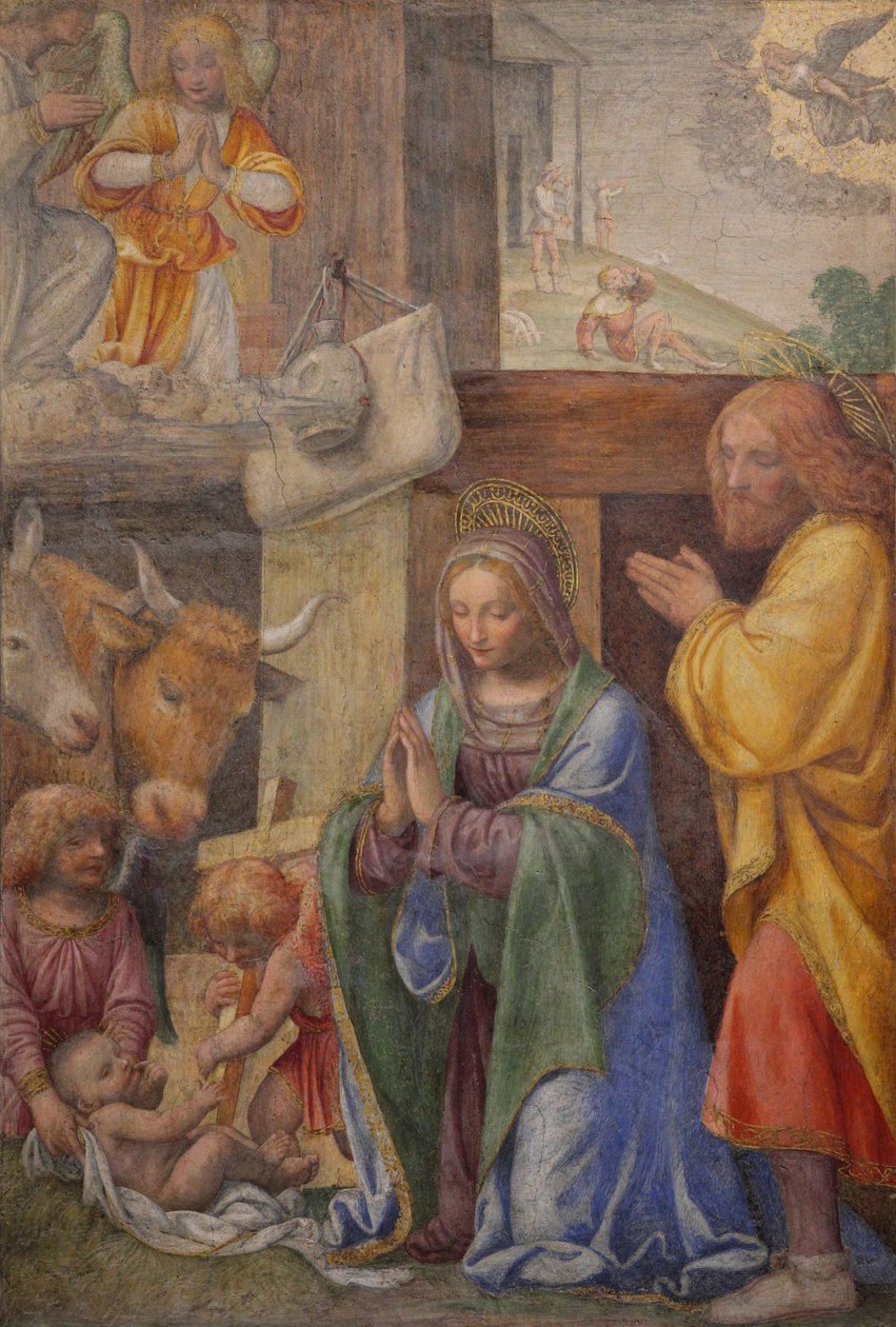 Születés és Angyali üdvözlet a pásztoroknak alkotó: Bernardino Luini