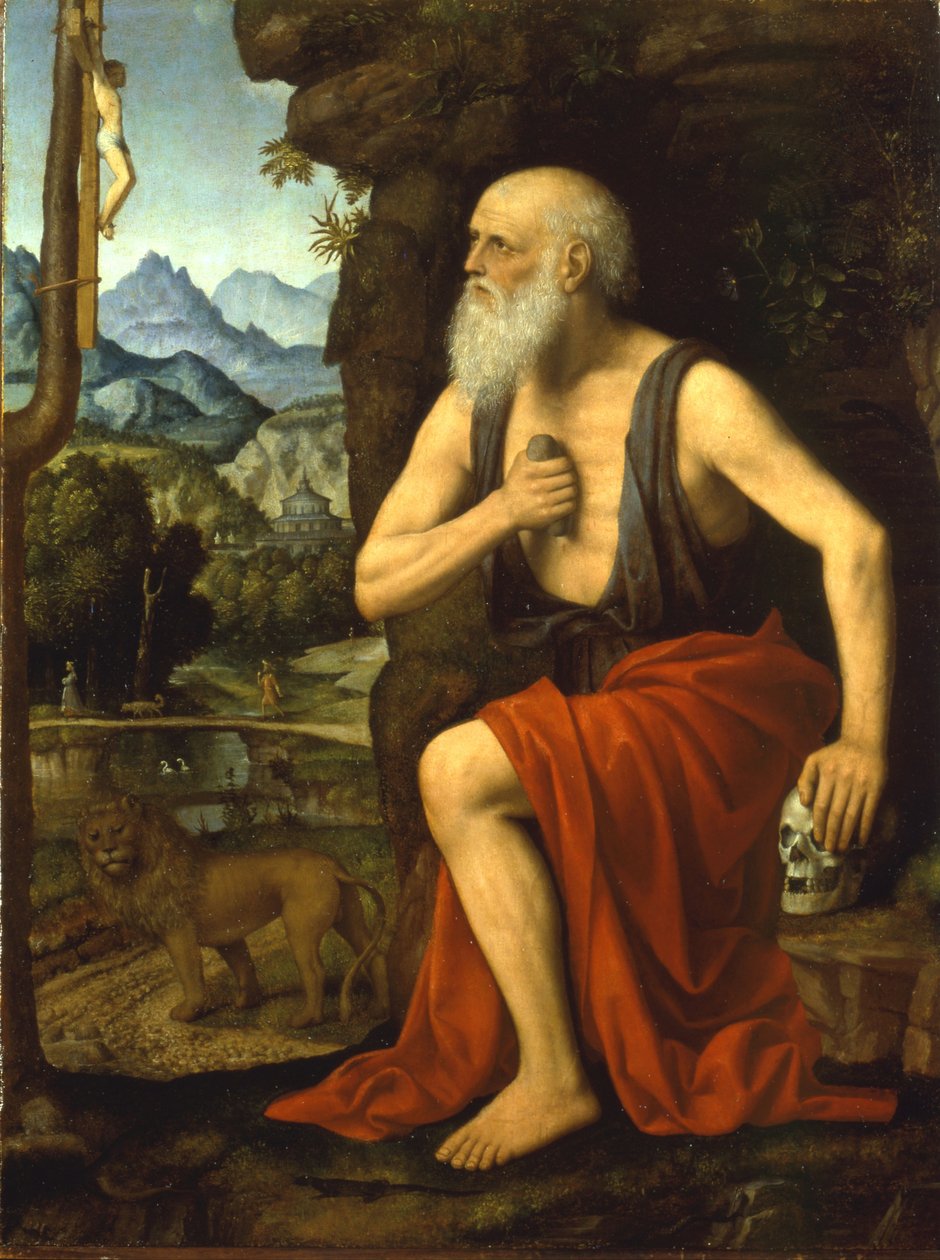 Szent Jeromos bűnbánatban alkotó: Bernardino Luini