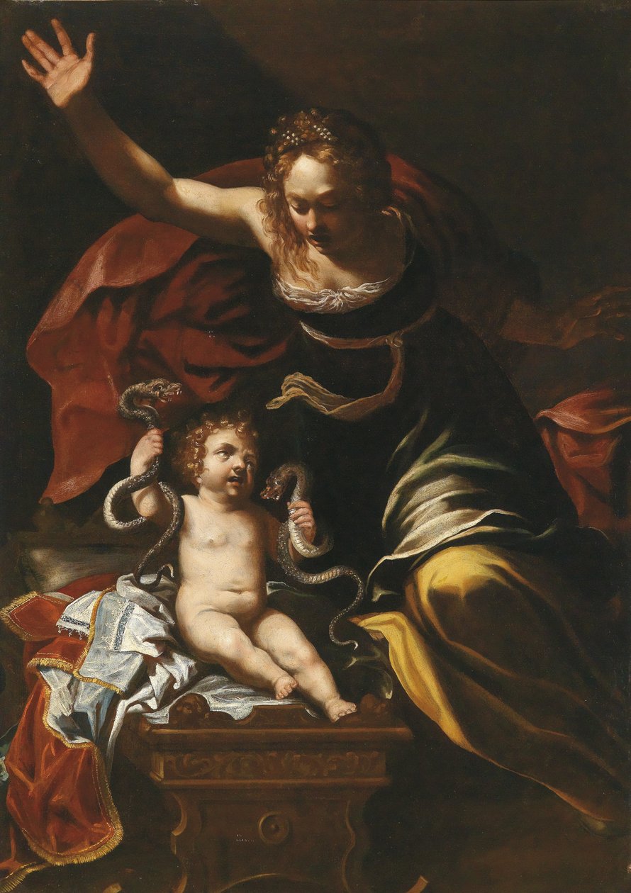 Jelenet Herkules gyermekkorából alkotó: Bernardino Mei