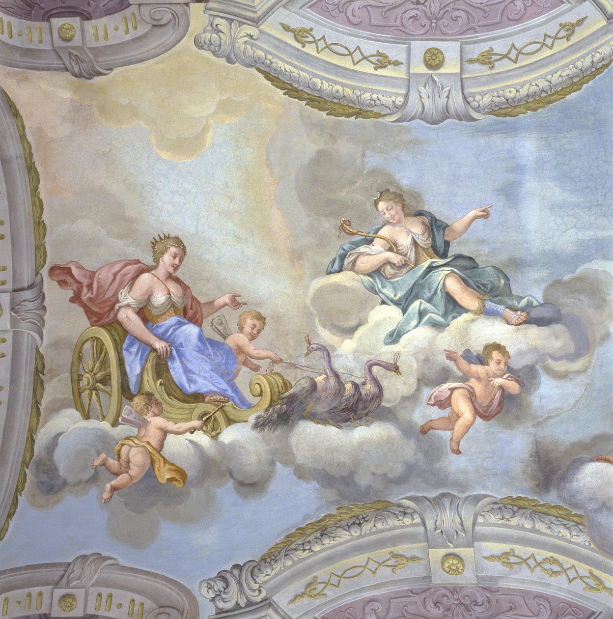 Juno szekéren ül, 1760 körül alkotó: Bernardino and Galliari Galliari