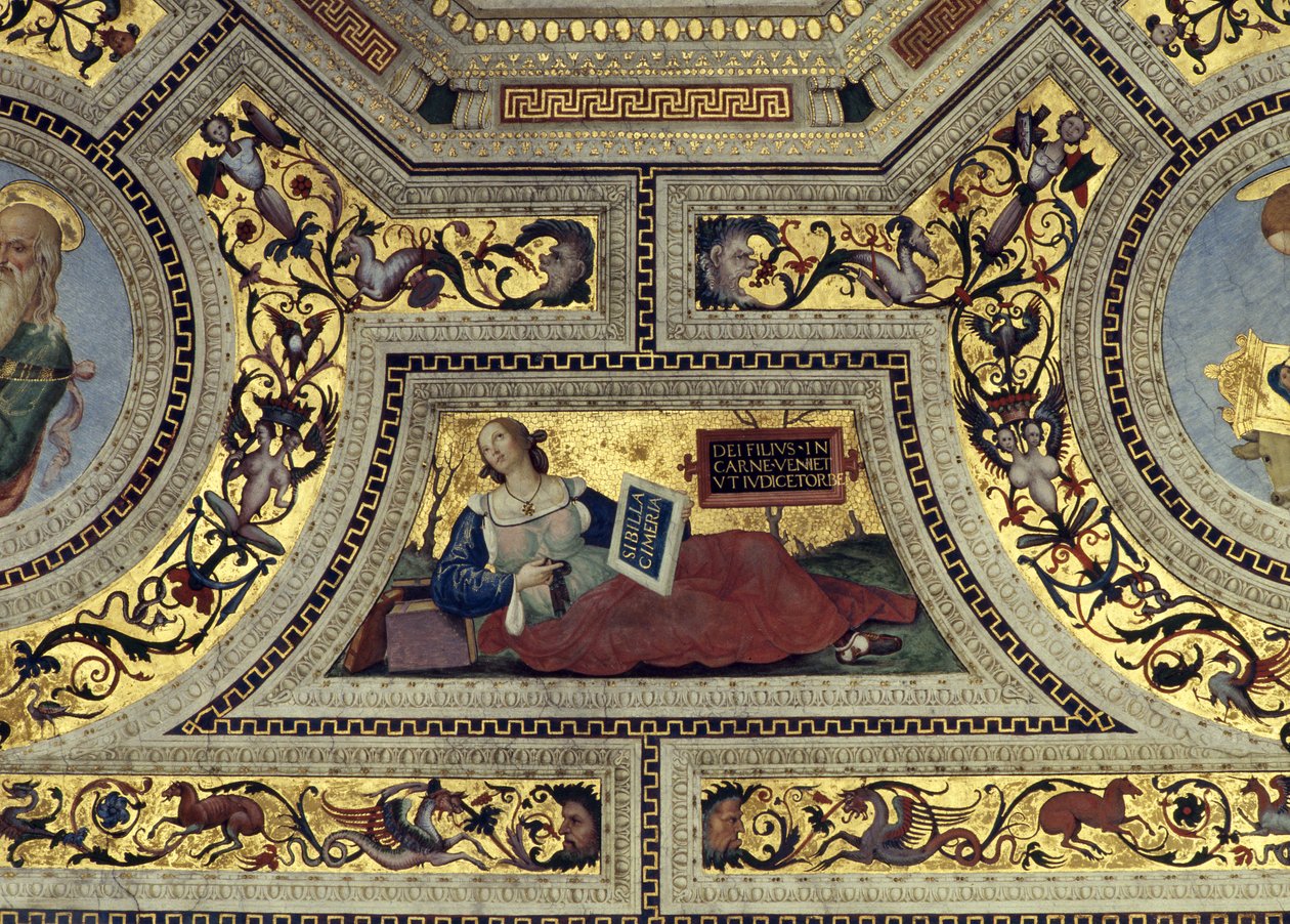 A presbitérium boltozata a kimmériai Sybil-lel, Santa Maria del Popolo, Róma, 1484-92 körül alkotó: Bernardino di Betto Pinturicchio