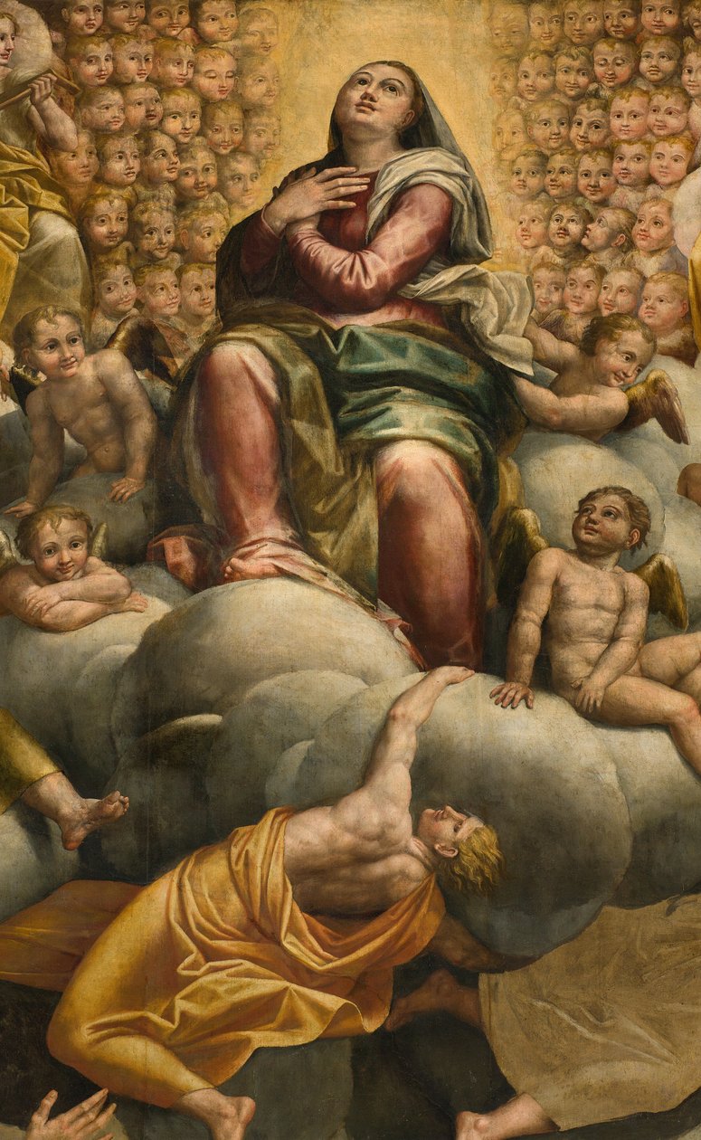Apszis, Bernardino Gatti oltárképe, Il Sojaro, Giovanni Battista Trotti, IL Malosso, a Szűz mennybemenetele kiegészítve alkotó: Bernardino Gatti