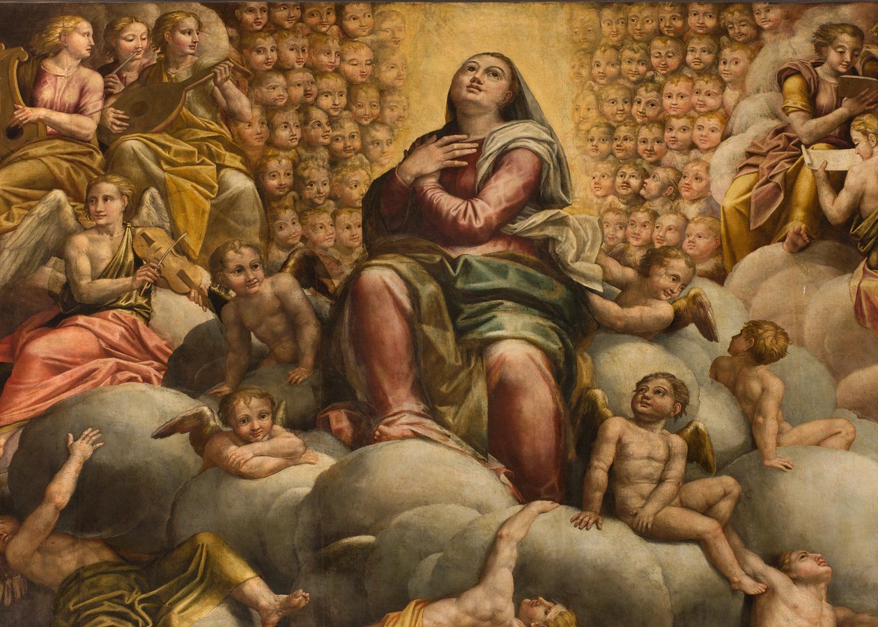 Apszis, Bernardino Gatti oltárképe, Il Sojaro, Giovanni Battista Trotti, IL Malosso, a Szűz mennybemenetele kiegészítve alkotó: Bernardino Gatti
