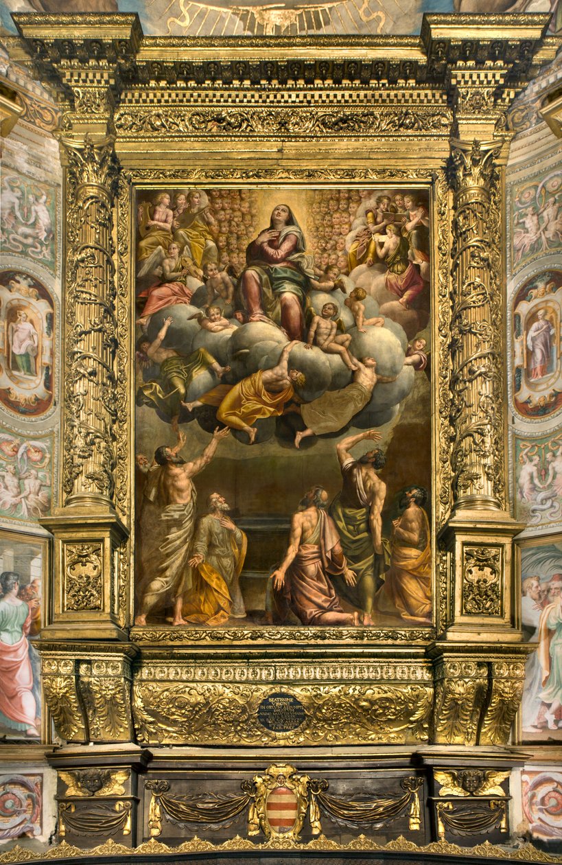 Apszis, Bernardino Gatti oltárképe, Il Sojaro, Giovanni Battista Trotti, IL Malosso, a Szűz mennybemenetele kiegészítve alkotó: Bernardino Gatti