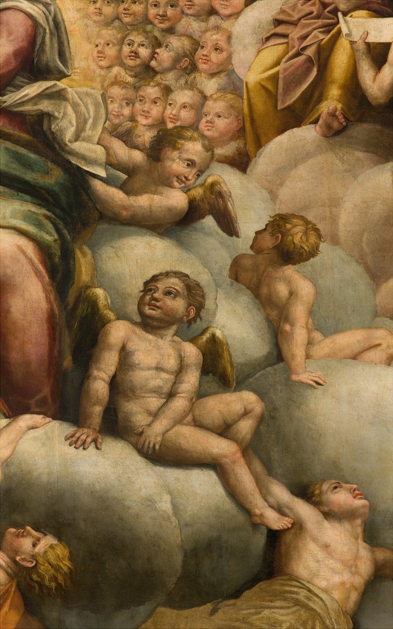 Apszis, Bernardino Gatti oltárképe, Il Sojaro, Giovanni Battista Trotti, IL Malosso, a Szűz mennybemenetele kiegészítve alkotó: Bernardino Gatti