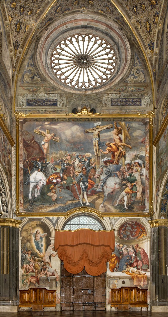 Counterfaccata, IL Pordenone, keresztre feszítés 1520-21, lerakás 1522, Bernardino Gatti, feltámadás 1529 alkotó: Bernardino Gatti