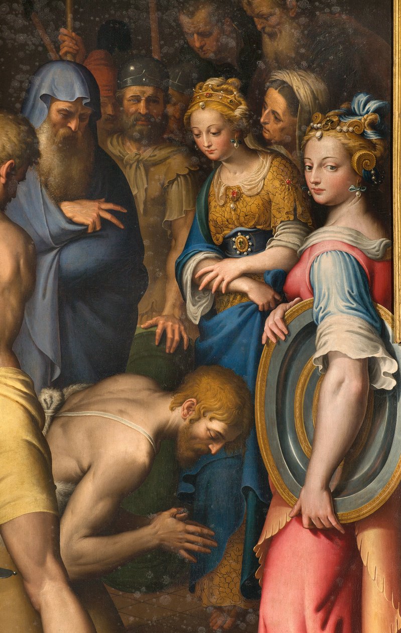 Népünk Boldogasszonya kápolna, északi oldal második szakasza, Bernardino Campi, Keresztelő dekoltációja 1569, Részlet alkotó: Bernardino Campi