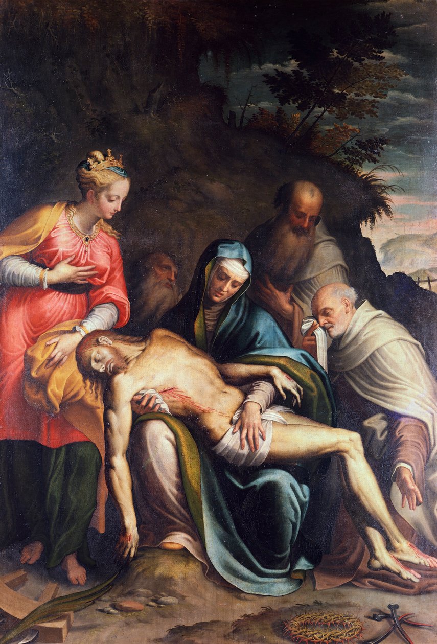 Pieta vagy Krisztus lerakódása Alexandriai Szent Katalinnal és három prófétával alkotó: Bernardino Campi