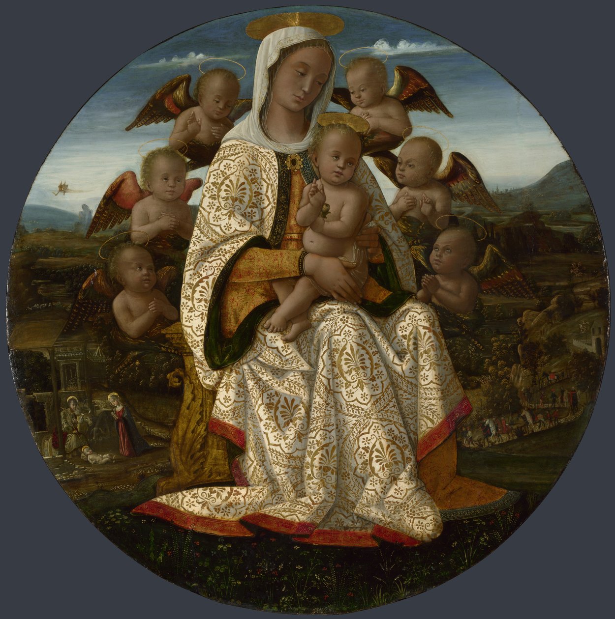 A Szűz és a gyermek kerubokkal, c. 1500 alkotó: Bernardino Fungai