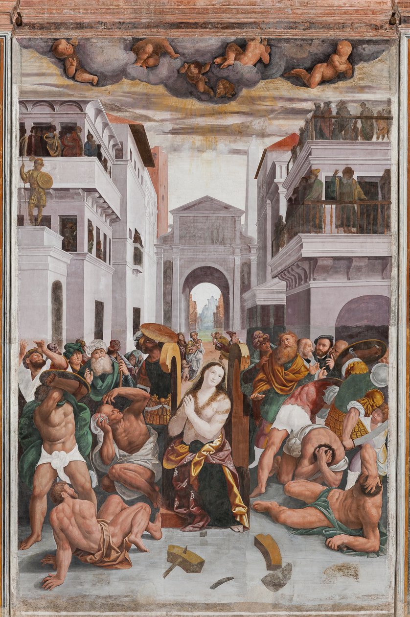 Részlet Szent Katalin vértanúságáról (freskó) alkotó: Bernardino Lanino