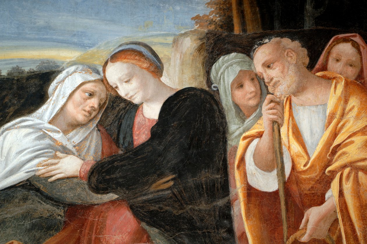 Mária Szent Annával és Szent Joachimmal, részlet a Szűz ciklusából (1553), Bernardino Lanino (1512-1583) freskója, alsó sekrestye Novara katedrálisában, Piemont, Olaszország alkotó: Bernardino Lanino